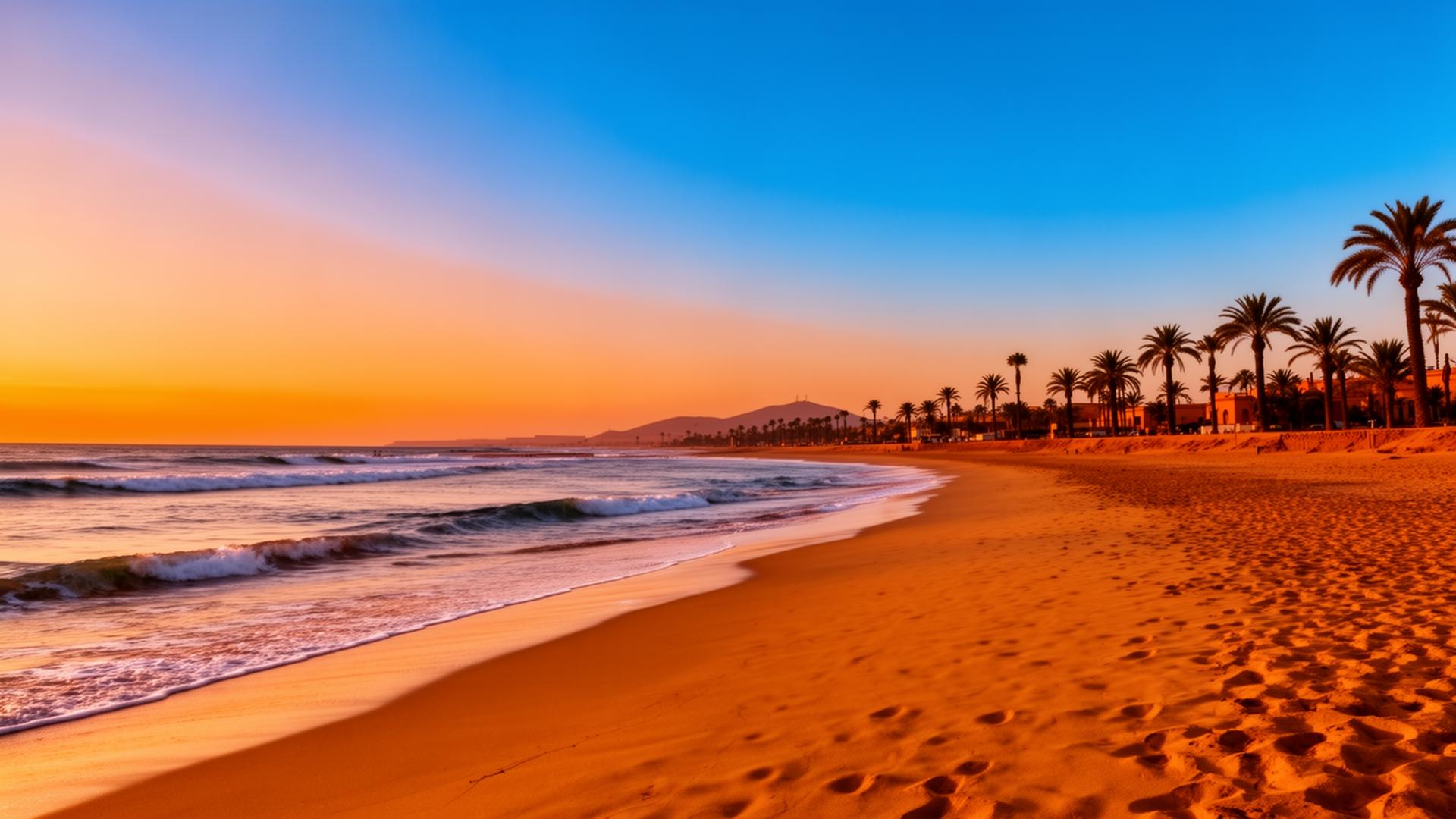Agadir beach at sunset